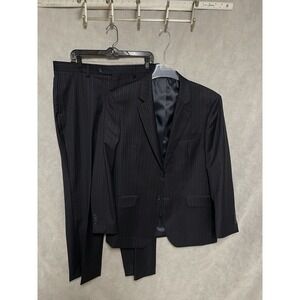 Paul Fredrick Suit Men 40R Blue Striped 2B Super 100 Wool Career 34X31 Pant Luxe